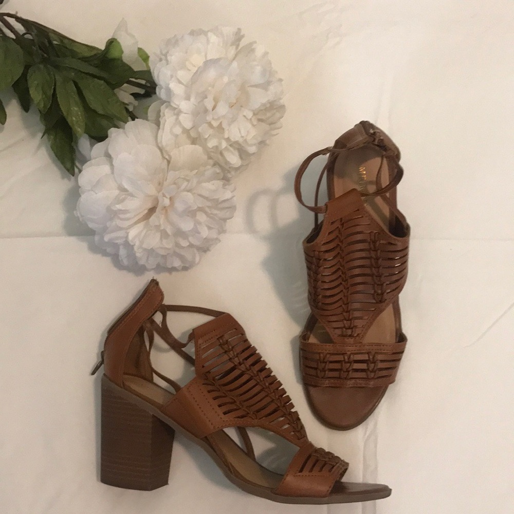 Merona 🌼 Braided Leather Block Heel SZ 9.5
